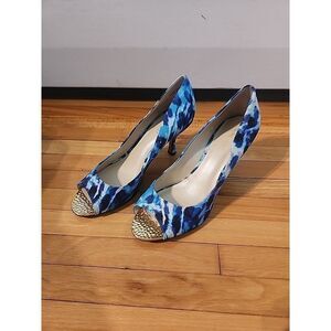 Nine West Peep Toe Classic Stiletto Heels Blue Purple Tie Dye 7M